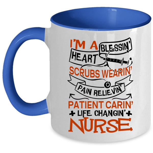 Blessing Heart Scrubs Wearing Coffee Mug, I'm A Nurse Accent Mug