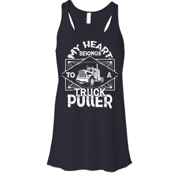 My Heart Belongs T Shirt, To A Truck Puller T Shirt, Cool T Shirt