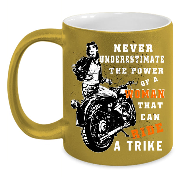 The Power Of A Woman Can Ride A Trike Coffee Mug, Cool Lady Coffee Cup