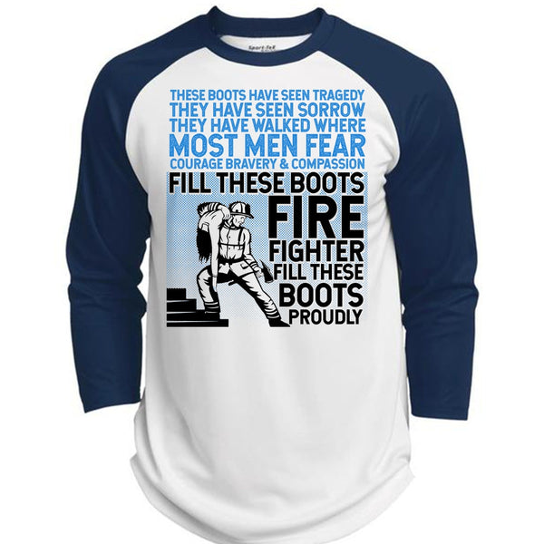 Firefighter Fill These Boots Proudly T Shirt, I Love Firefighter T Shirt, Awesome T-Shirts  (Polyester Game Baseball Jersey)