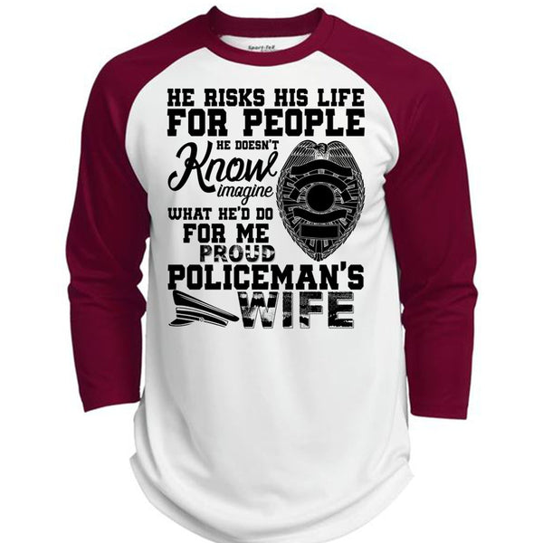 Proud Policeman's Wife T Shirt, I Love Police T Shirt, Awesome T-Shirts  (Polyester Game Baseball Jersey)
