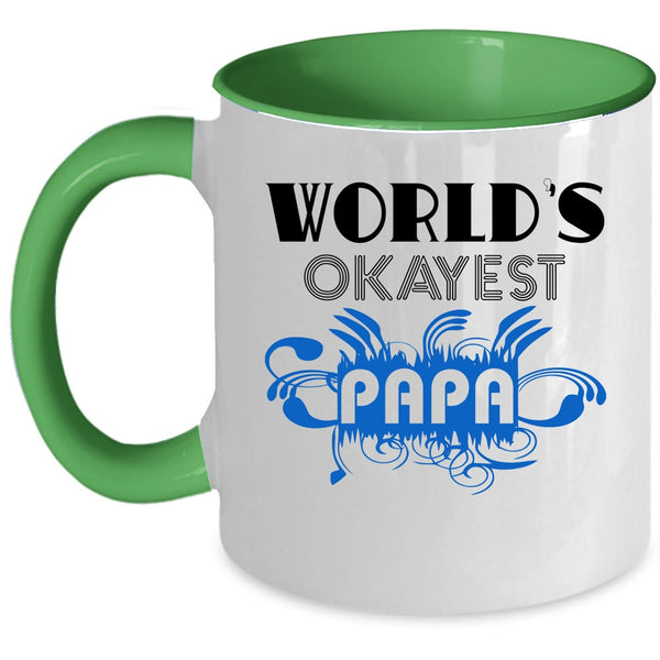 Funny Gift For Papa Coffee Mug, World's Okayest Papa Accent Mug