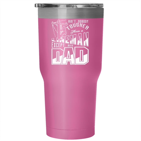 Nobody Tougher Than A Lineman Tumbler 30 oz Stainless Steel, Dad And Son Travel Mug