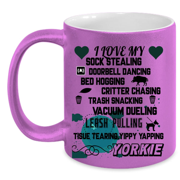 Cute Gift For Yorkie Owner Coffee Mug, I Love My Yorkie Accent Mug