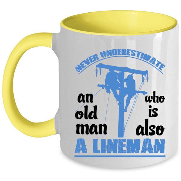 Awesome Grandpas Coffee Mug, Old Man Is A Lineman Accent Mug