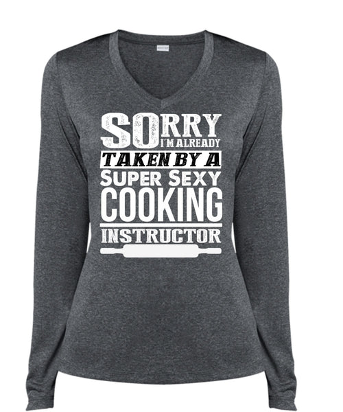 Cooking Instructor T Shirt, Being A Chef T Shirt, Cool Shirt (Ladies LS Heather V-Neck)