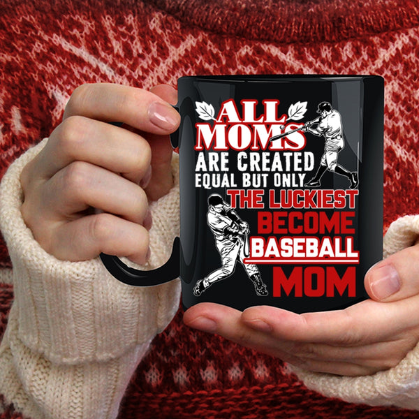 The Luckiest Mom Become Baseball Mom Coffee Mug, Cool Sport Coffee Cup