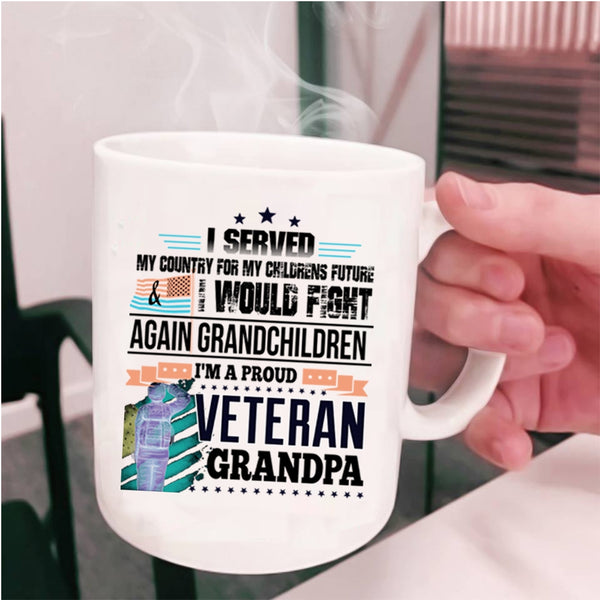 Cool Grandpa Coffee Mug, I'm A Proud Veteran Grandpa Cup