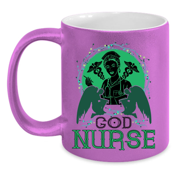 Cute Gift For Nurses Coffee Mug, God Nurse Accent Mug