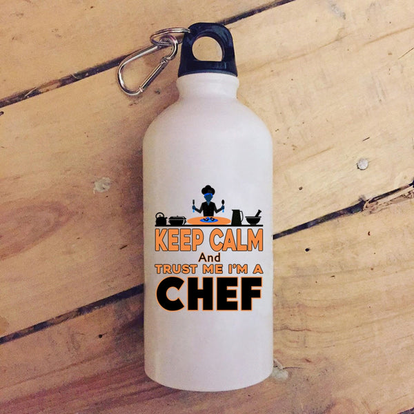 Keep Calm And Trust Me I'm A Chef 20 oz Stainless Steel Bottle,Funny Outdoor Sports Water Bottle