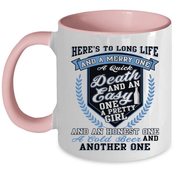 Cold Beer Coffee Mug, Pretty Girl Accent Mug