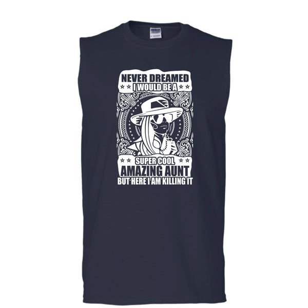 Cool Amazing Aunt T Shirt, Coolest Aunt Tank Top (Men's Cotton Sleeveless)