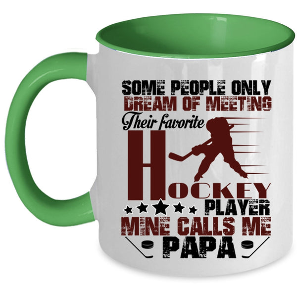 Cool Papa Coffee Mug, My Favorite Hockey Player Calls Me Papa Accent Mug