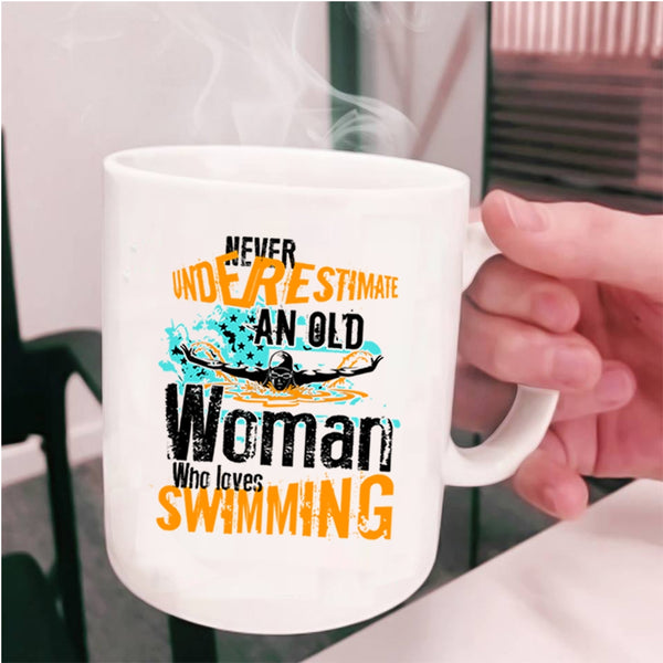Cool Grandma Coffee Mug, An Old Woman Loves Swimming Cup