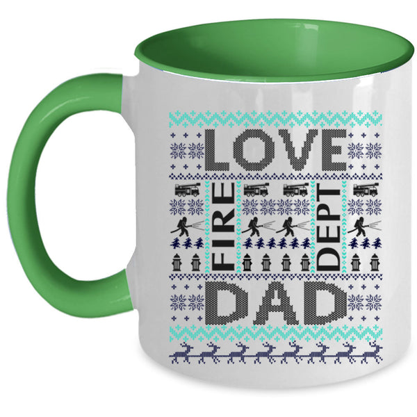 Cute Firefighter Coffee Mug, Love Dad Accent Mug