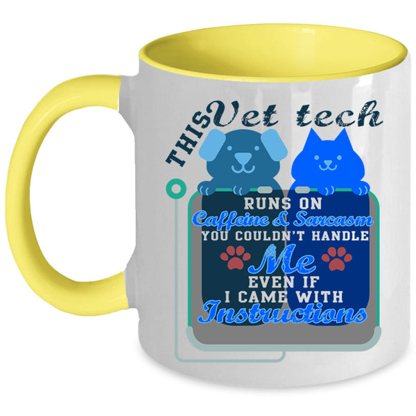 Cute Vet Tech Coffee Mug, This Vet Tech Runs On Caffeine Accent Mug