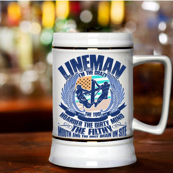 Awesome Gift For Linemans Beer Stein 22oz, Lineman Beer Mug