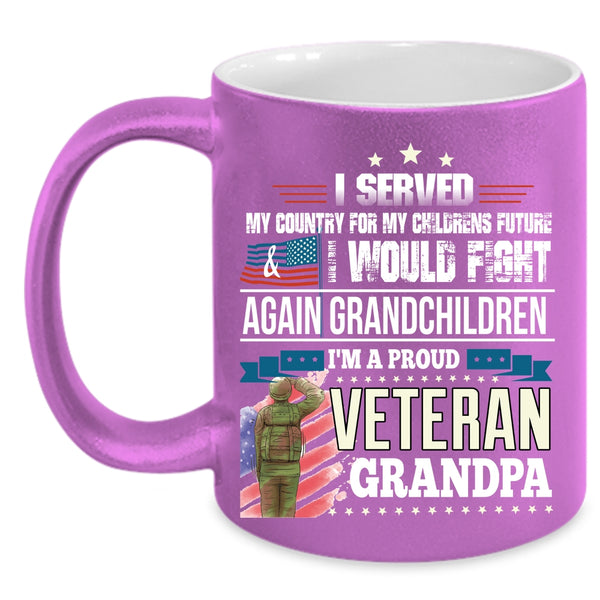 I'm A Proud Veteran Grandpa Coffee Mug, Cool Grandpa Coffee Cup