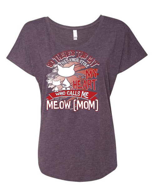 This Cat That Kinda Stole My Heart T Shirt, Who Calls Me Meow T Shirt, Cool Shirt (Ladies' Triblend Dolman Sleeve)
