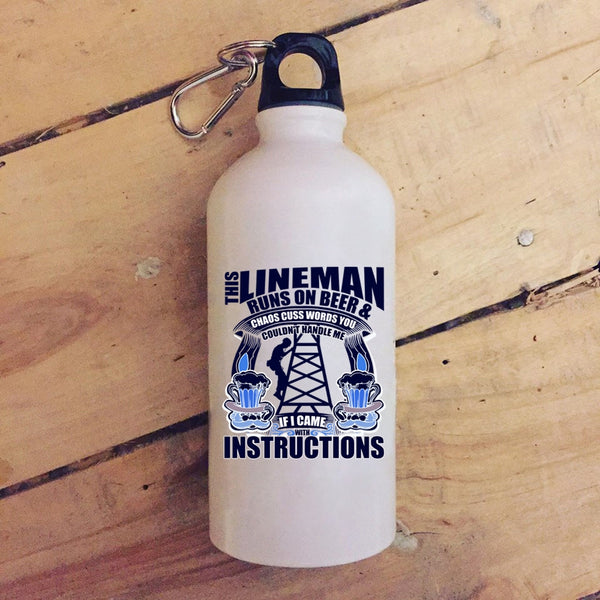 This Lineman Runs On Beer 20 oz Stainless Steel Bottle,Awesome Linemans Outdoor Sports Water Bottle