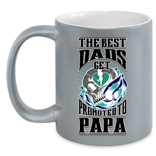 Cool Papa Coffee Mug, The Best Dads Get Promoted To Papa Accent Mug