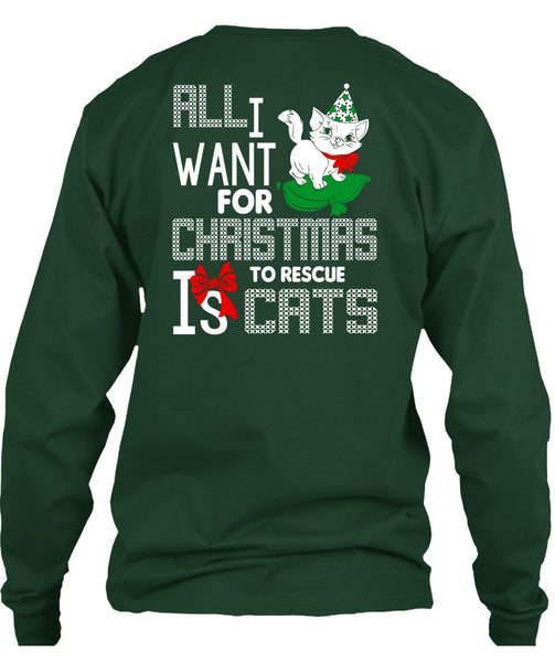 All I Want For Christmas To Rescue Is Cats T Shirt, Pet My Cat T Shirt