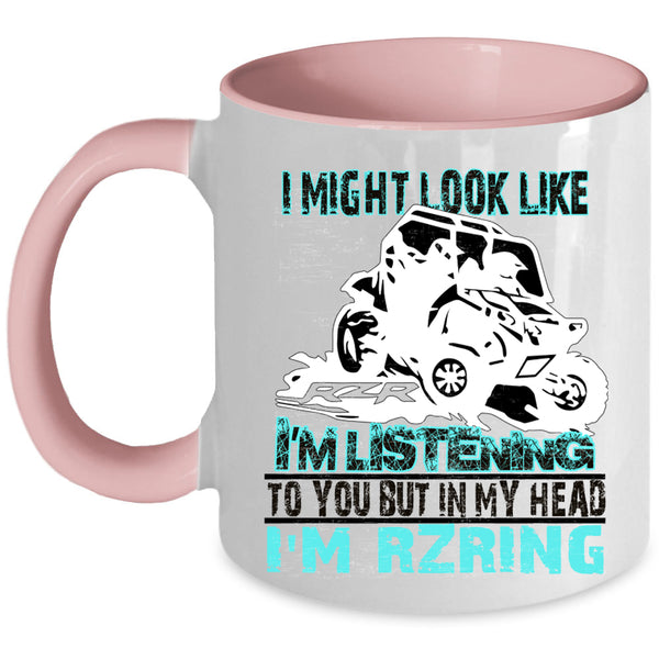 Cool Dirty Track Racing Coffee Mug, In My Head I'm Rzring Accent Mug