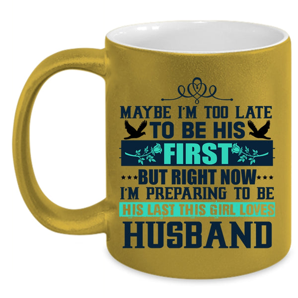 Cute Wedding Coffee Mug, This Girl Loves Husband Accent Mug