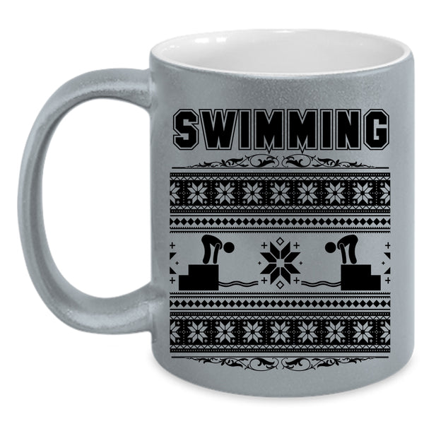 Noel Christmas Coffee Mug, Swimming Accent Mug