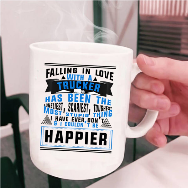 I Love Truck Driver Coffee Mug, Falling In Love With A Trucker Cup