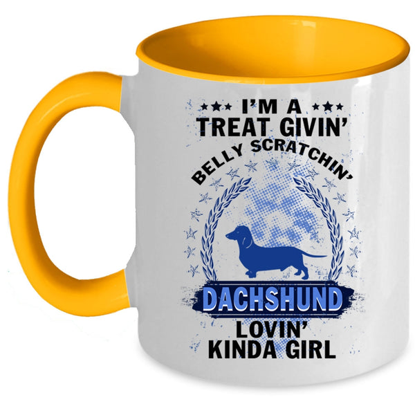 Dog Lovers Coffee Mug, Dachshund Loving Kinda Girl Accent Mug