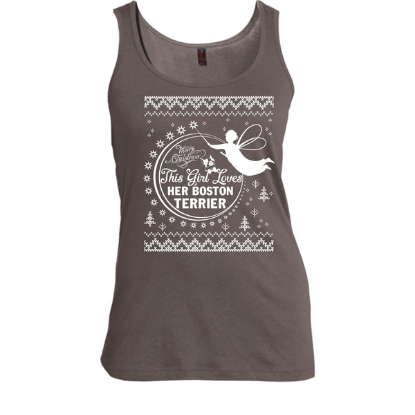 Merry Christmas T Shirt, This Girl Loves Her Boston Terrier T Shirt, Cool T Shirt