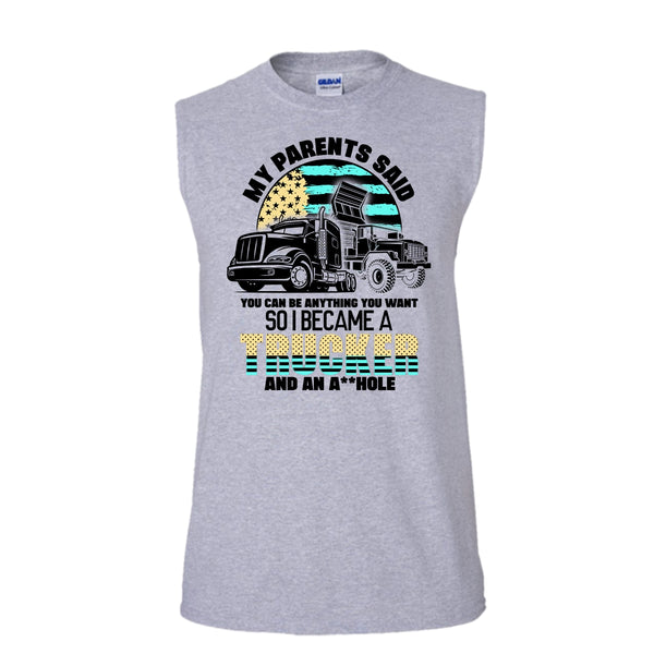 My Parents Said T Shirt, Coolest Trucker Ever Tank Top (Men's Cotton Sleeveless)