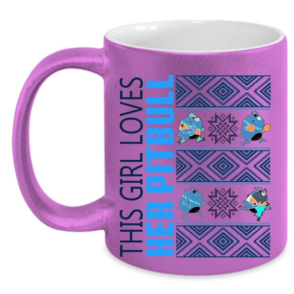Cute Pit Bull Lover Coffee Mug, This Girl Loves Her Pitbull Accent Mug