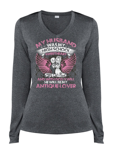 My Husband Was My High School T Shirt, Being A Husband T Shirt, Cool Shirt (Ladies LS Heather V-Neck)