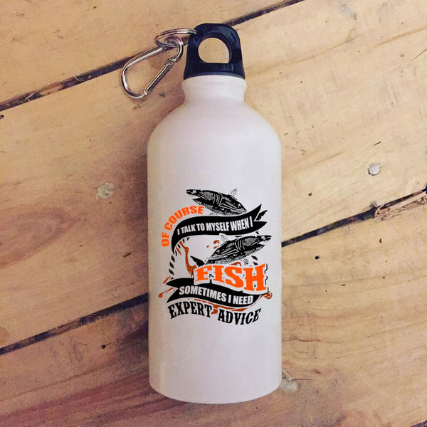 I Talk To Myself When I Fish 20 oz Stainless Steel Bottle,Funny Fishing Outdoor Sports Water Bottle