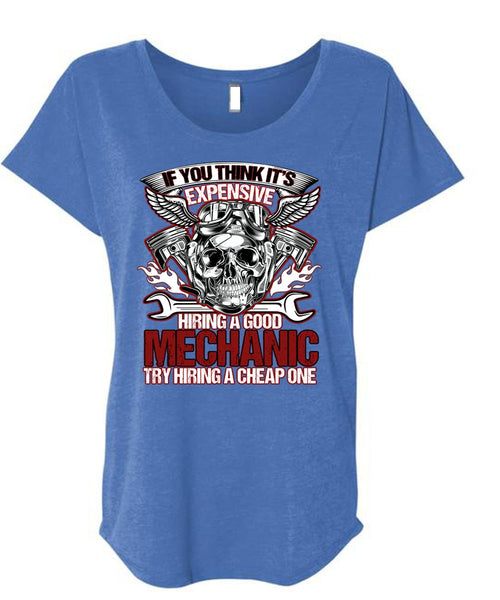Hiring A Good Mechanic T Shirt, I Love Mechanic T Shirt, Cool Shirt (Ladies' Triblend Dolman Sleeve)