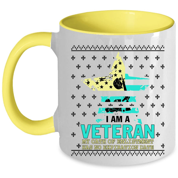 Awesome American Flag Coffee Mug, I Am A Veteran Accent Mug