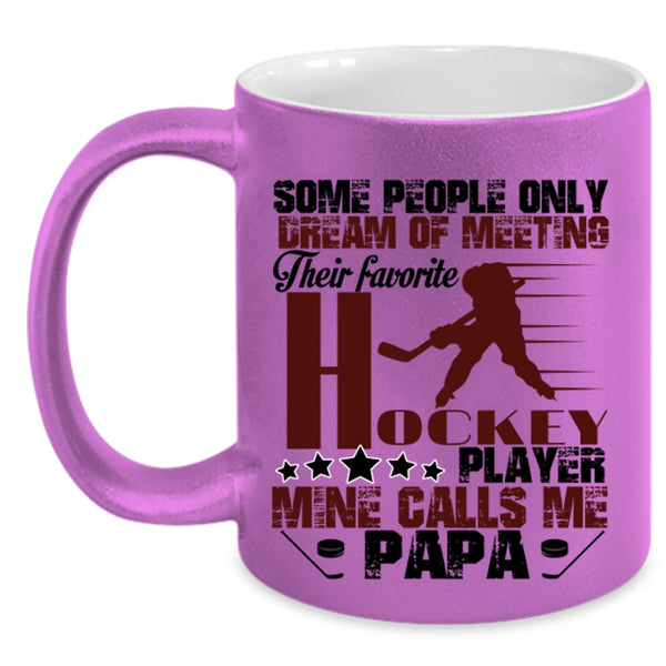 Cool Papa Coffee Mug, My Favorite Hockey Player Calls Me Papa Accent Mug