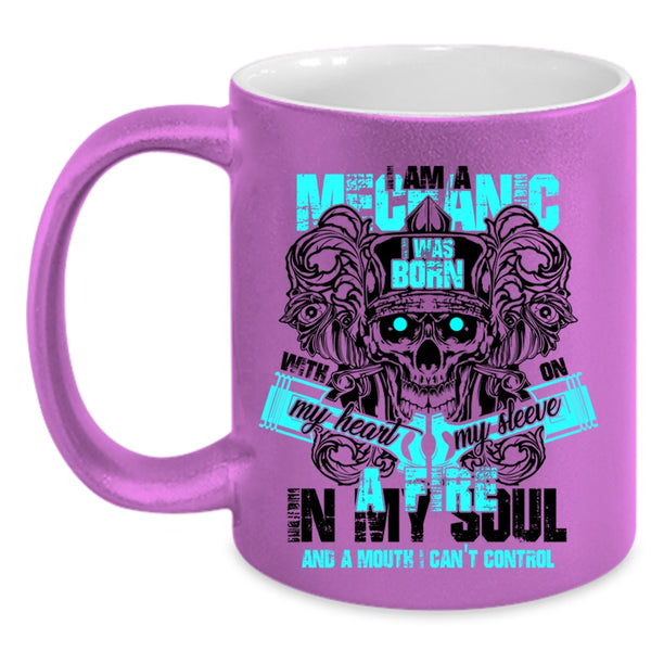 I Was Born With My Heart Coffee Mug, I Am A Mechanic Accent Mug