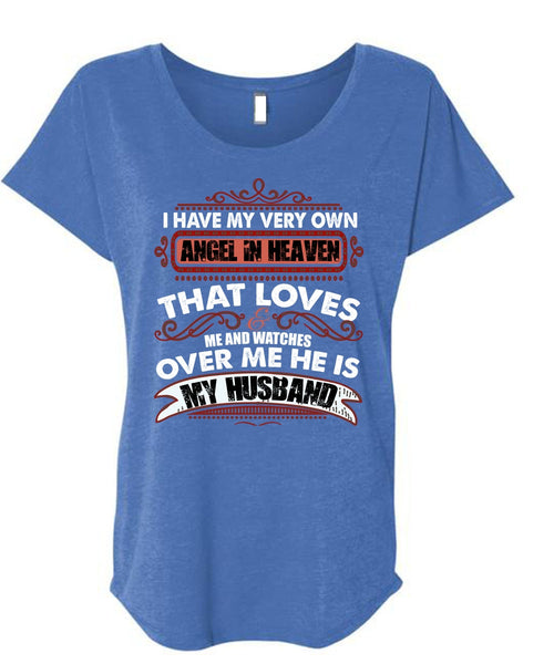 He Is My Husband T Shirt, Angel In Heaven T Shirt, Cool Shirt (Ladies' Triblend Dolman Sleeve)