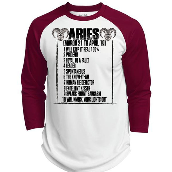 Aries Will Knock Your Lights Out T Shirt, I Love Aries T Shirt, Awesome T-Shirts  (Polyester Game Baseball Jersey)