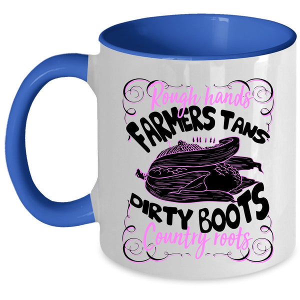 Dirty Boots Country Roots Coffee Mug, Rough Hands Farmers Tans Accent Mug