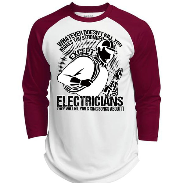 Stronger Except Electricians T Shirt, I Love Electrician T Shirt, Awesome T-Shirts  (Polyester Game Baseball Jersey)