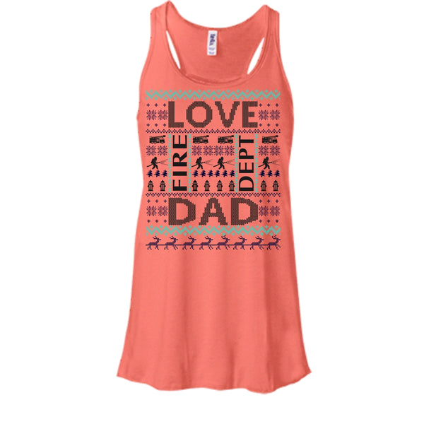 Love Fire Dept Dad T Shirt, Merry Christmas Gift Tank Top