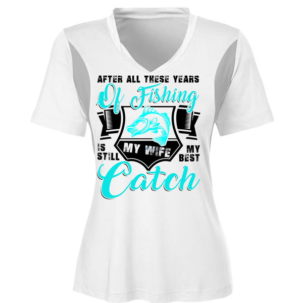 After All These Years Of Fishing T Shirt, My Wife My Best Catch T Shirt, Cool Shirt (Ladies LS Heather V-Neck)