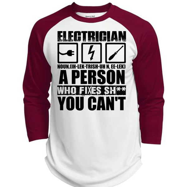 Electrician A Person Who Fixes You Can't T Shirt, I Love Electrician T Shirt, Awesome T-Shirts  (Polyester Game Baseball Jersey)