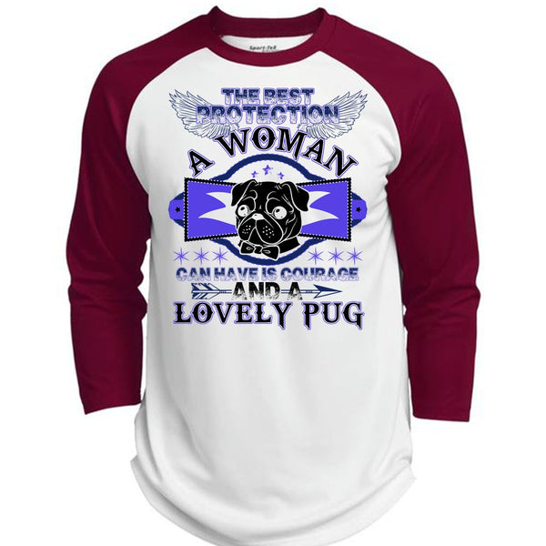 The Best Protection A Woman T Shirt, Lovely Pug T Shirt, Awesome T-Shirts  (Polyester Game Baseball Jersey)