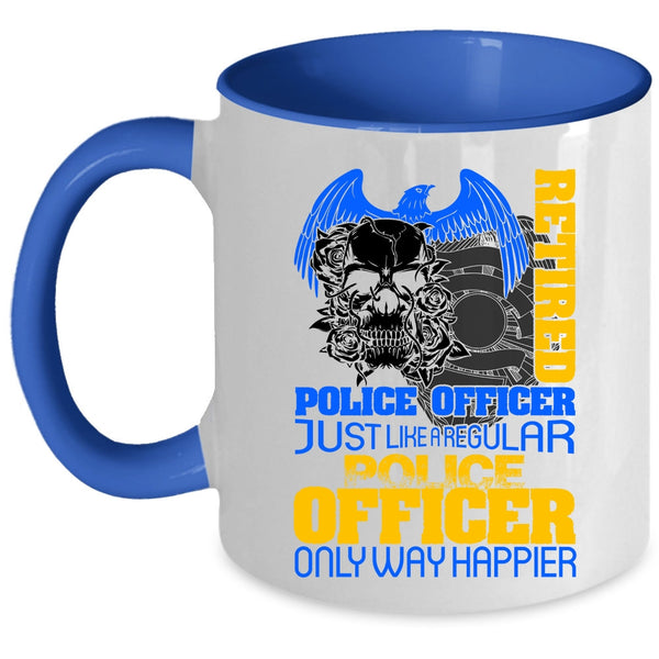 Happy Police Officer Coffee Mug, Retired Police Officer Accent Mug