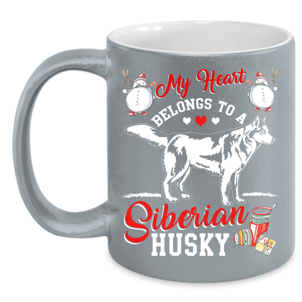 My Heart Belongs To A Siberian Husky Coffee Mug, Funny Husky Coffee Cup